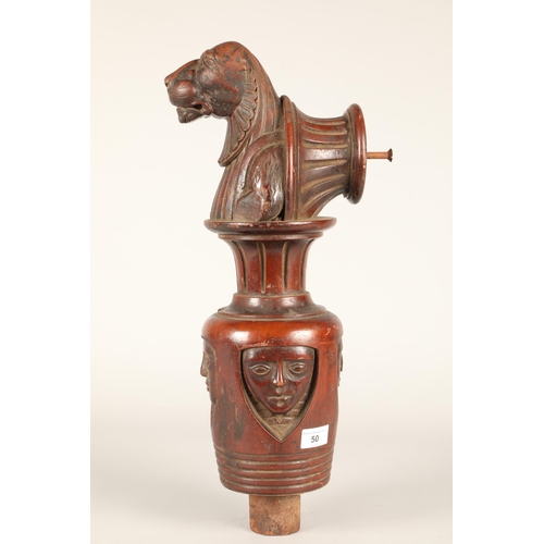 50 - Carved hardwood architectural finial