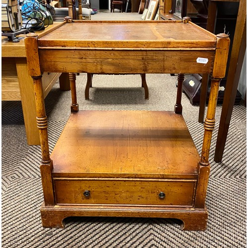 540 - Yew two-tier side table with fitted drawer, 55cm high