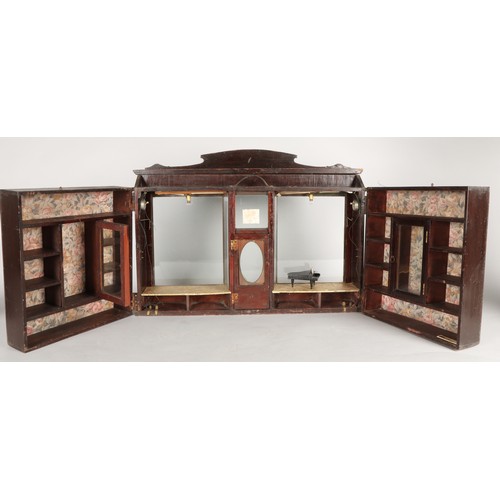 691 - Novelty antique shop front with carry handle and pull-out canopy, the back opens on two sides with s... 