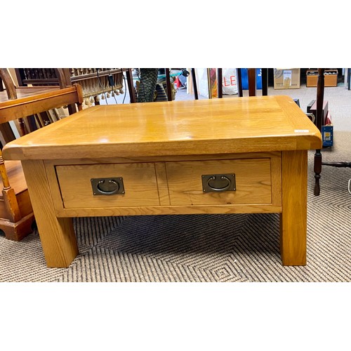 534 - Contemporary oak coffee table with fitted drawer,  92cm x 60cm x 45cm