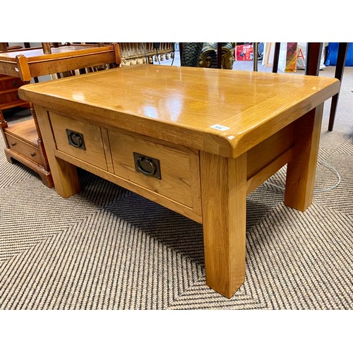 534 - Contemporary oak coffee table with fitted drawer,  92cm x 60cm x 45cm