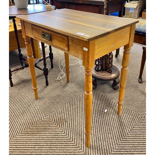 529 - Pine hall table with fitted drawer.