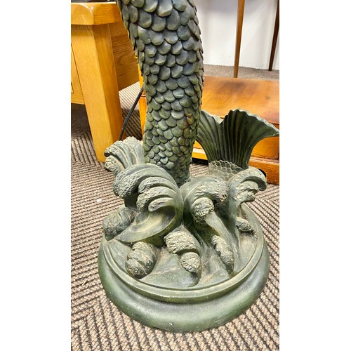 551 - Large freestanding lamp in form of mermaid with Tiffany-style shade, approx. 190cm high