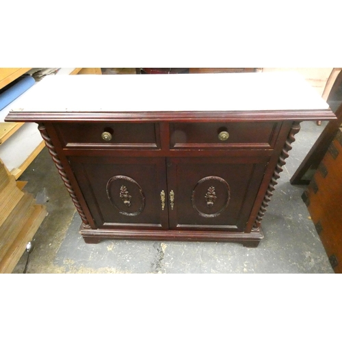 499 - French style hall cupboard with marble top.