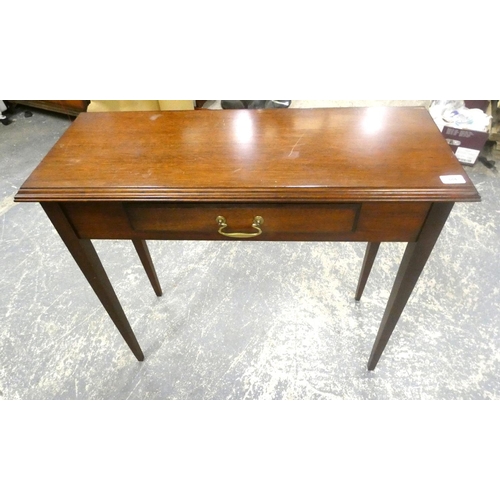 505 - Reproduction mahogany hall table with drawer.