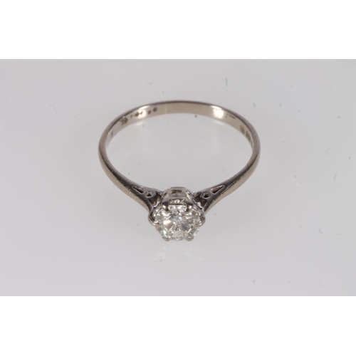 129 - 18ct white gold and diamond solitaire ring, the round brilliant cut diamond on a cathedral setting l... 