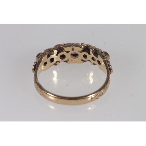 195 - Victorian 9ct gold 'Dearest' multi-stone ring, the various round cut stones on a scrolled mount tape... 