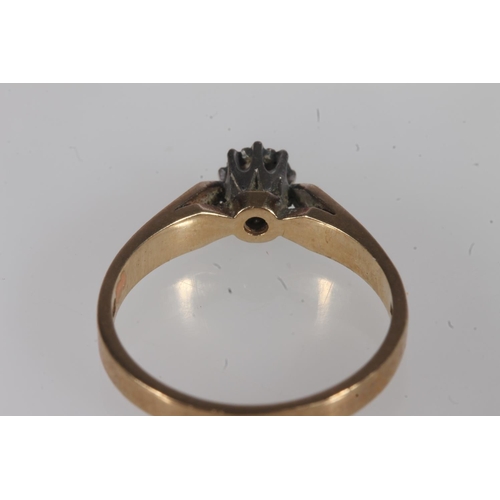 207 - 9ct gold and diamond ring, the cathedral set solitaire diamond leading to a plain band, the shoulder... 