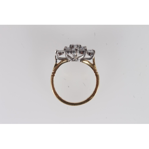 208 - 18ct gold and diamond cluster ring, the nine round brilliant cut diamonds claw set on a platinum mou... 