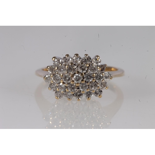 210 - 18ct gold and diamond cluster ring, the twenty-nine small round brilliant cut diamonds pavé set in a... 