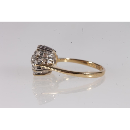 210 - 18ct gold and diamond cluster ring, the twenty-nine small round brilliant cut diamonds pavé set in a... 