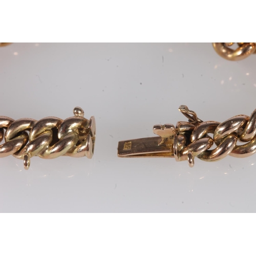 214 - Early 20th century 15ct gold curb link bracelet, 12.9g.