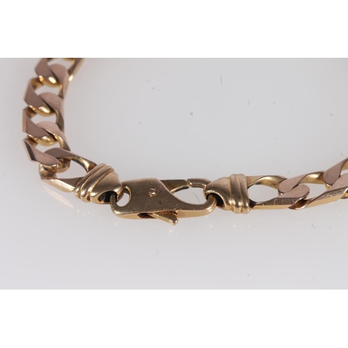 216 - 9ct gold curb link bracelet, 21.6g.