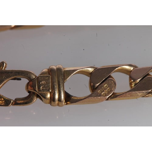 216 - 9ct gold curb link bracelet, 21.6g.