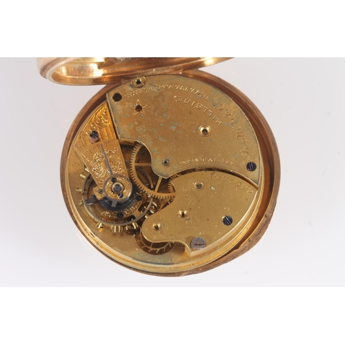 274 - Early 20th century American Waltham A.W. Co 10ct gold open faced pocket watch, the cream dial with m... 