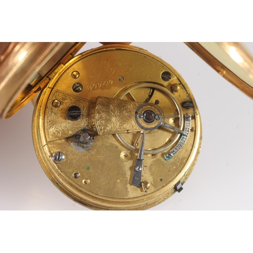 275 - 18ct gold cased open face key wound pocket watch, the engraved dial with Roman numeral chapter ring,... 