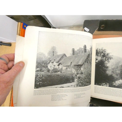 384 - Box of vintage books to include John L Stoddard's portfolio of photographs.