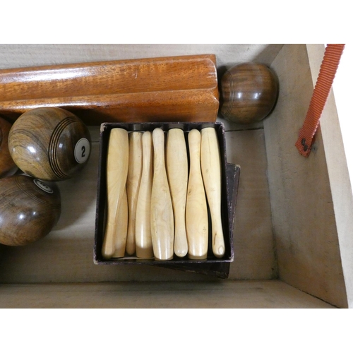 270 - Jacques & Son. A cased set of table bowls comprising eight wooden bowls stamped Jaques, another ... 