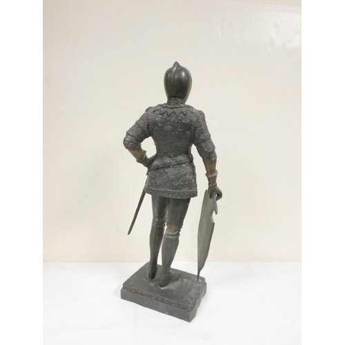 147 - Early 20th century bronze figure depicting a romanticised King Arthur, in the manner of Heinrich Fus... 