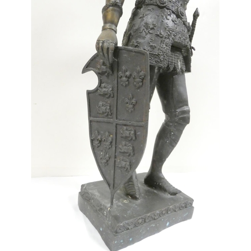 147 - Early 20th century bronze figure depicting a romanticised King Arthur, in the manner of Heinrich Fus... 