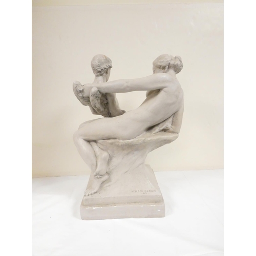 148 - Alexander Kellock Brown (1849-1922) Plaster figure of a nude female and child, after a similar work ... 