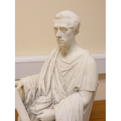 149 - 19th century neo-classical marble figure of an author, possibly William Wordsworth, adorned in robes... 