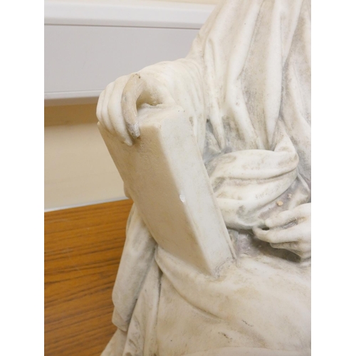 149 - 19th century neo-classical marble figure of an author, possibly William Wordsworth, adorned in robes... 