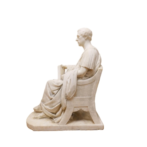 149 - 19th century neo-classical marble figure of an author, possibly William Wordsworth, adorned in robes... 