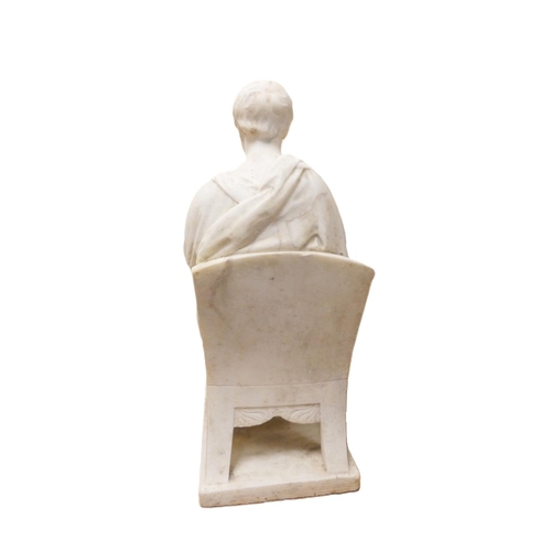 149 - 19th century neo-classical marble figure of an author, possibly William Wordsworth, adorned in robes... 