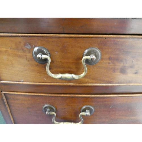 404 - Late 19th century mahogany three over four bow front chest on chest, in the Georgian manner on turne... 