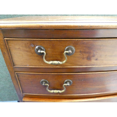 404 - Late 19th century mahogany three over four bow front chest on chest, in the Georgian manner on turne... 