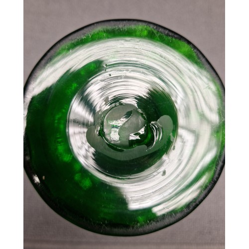 299 - Mary Gregory green glass jug, 20cm high