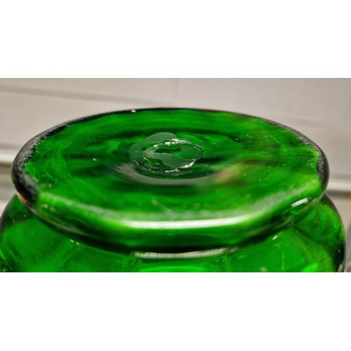 299 - Mary Gregory green glass jug, 20cm high