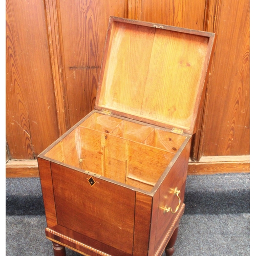 640 - Victorian mahogany wine bottle cellar box, the crossbanded lid opening to reveal inner compartment, ... 