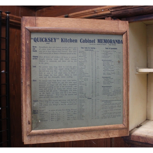 644 - 1920s Quicksey kitchen cabinet, two cupboards above fall front enclosing fitted interior, two drawer... 