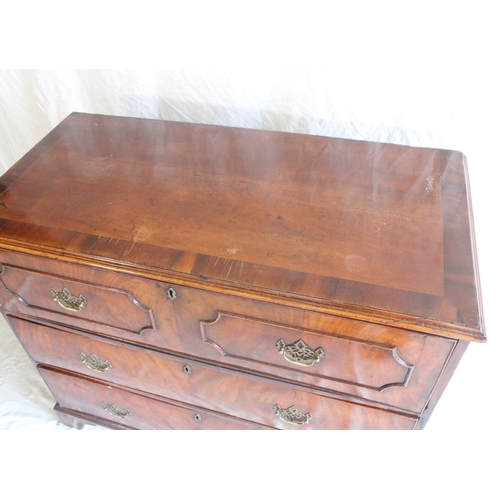 647 - Georgian mahogany secretaire chest of drawers, the rectangular top with moulded edge above three lon... 