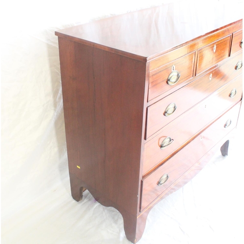 652 - 19th century mahogany and string inlaid chest of drawers, the rectangular top with plain edge above ... 