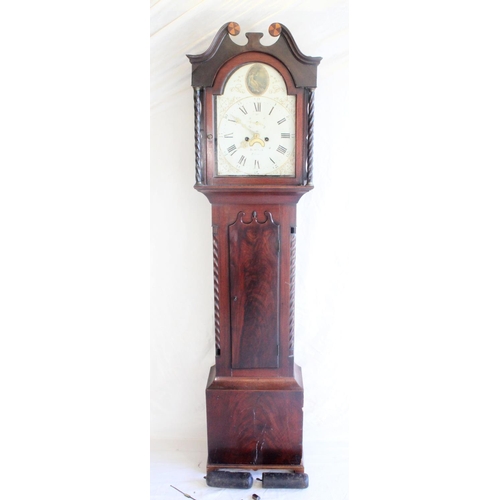 654 - John McNeish of Falkirk, a Georgian longcase grandfather clock, the painted dial with Roman Numeral ... 