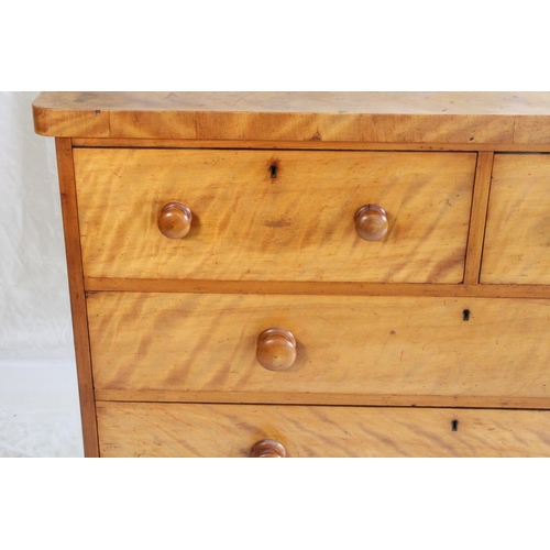 657 - Victorian satinwood chest of drawers, the rectangular top with rounded corners and plain edge above ... 