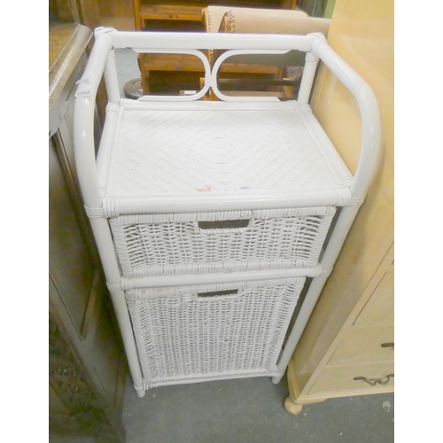 486 - Wicker bathroom unit with drawer and basket.