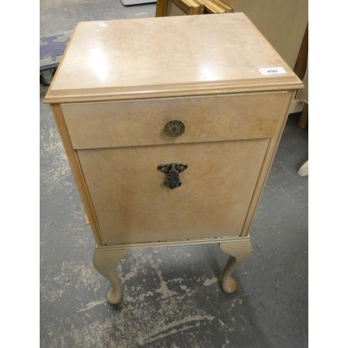 490 - Vintage, cream bedside cabinet.