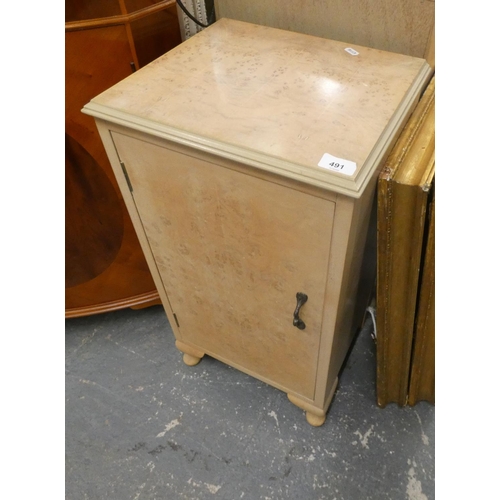 491 - Vintage, cream bedside cabinet.