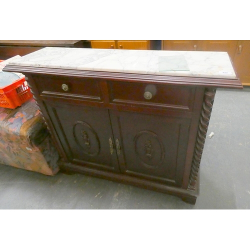 499 - French style hall cupboard with marble top.