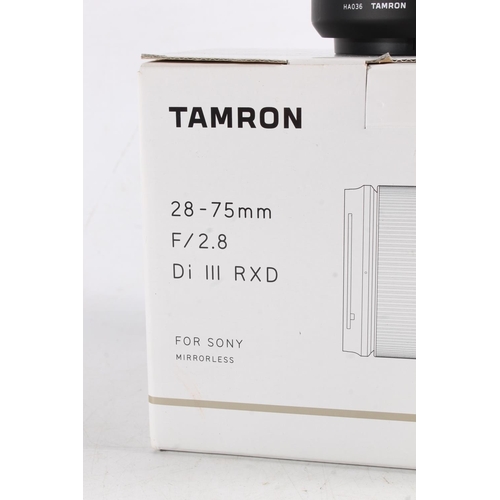 1134 - Tamron (for Sony Mirrorless) digital camera lens A036 28-75mm F/2.8 Di III RXD 67mm, with HA036 hood... 