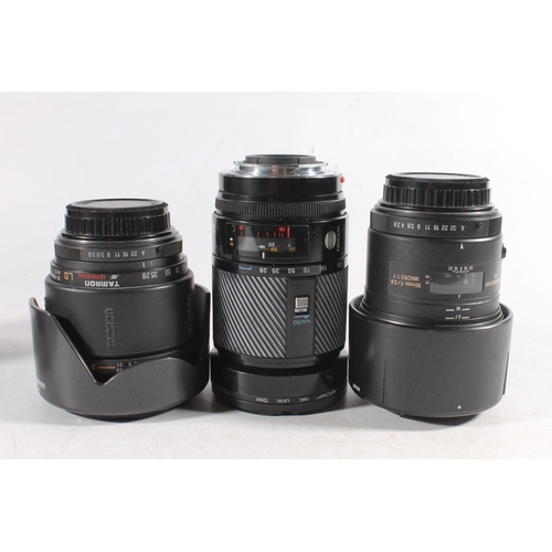 1136 - Three Tamron camera lenses to include AF Aspherical LD 28-200mm 3.8-5.6 72mm, serial number 713791, ... 