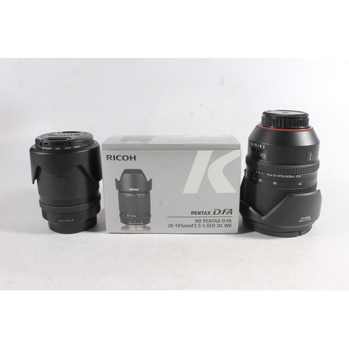 1140 - Pentax camera lens HD DFA 2.8/24-70mm ED SDM WR 82mm lens, and DFA 3.5-5.6/28-105mm lens, serial num... 