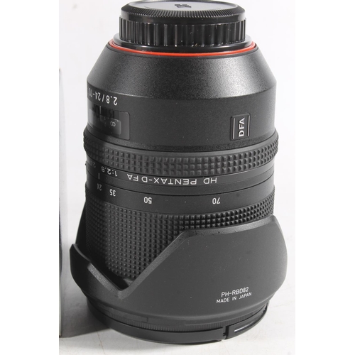 1140 - Pentax camera lens HD DFA 2.8/24-70mm ED SDM WR 82mm lens, and DFA 3.5-5.6/28-105mm lens, serial num... 