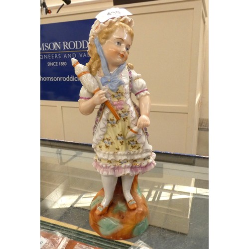 439 - Large continental bisque figure of a girl.