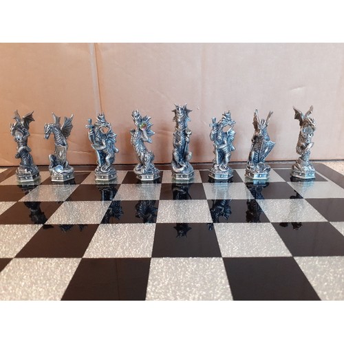 164 - Tudor Mint Wizards and Dragons chess set with board, 2002 (one shelf).