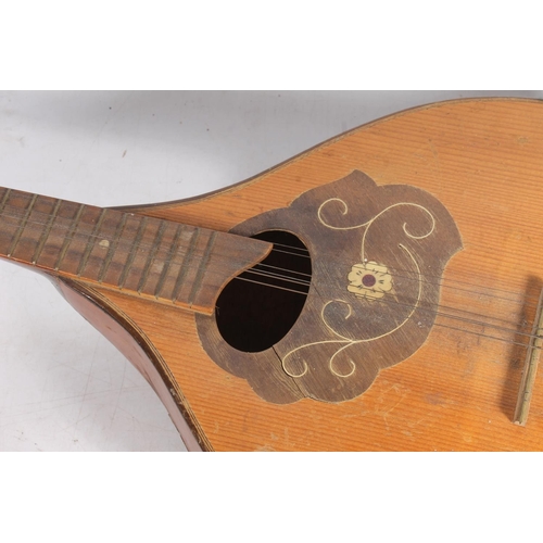 405 - Ten-stringed cittern with star shaped ivory inlay and an eight-stringed mandolin with scrolling flor... 